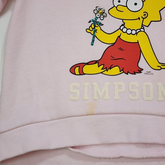 H&M Girls The Simpsons Lisa Pink Flower 3D Gems Sweatshirt Sweater Size 3-4 - Picture 7 of 10